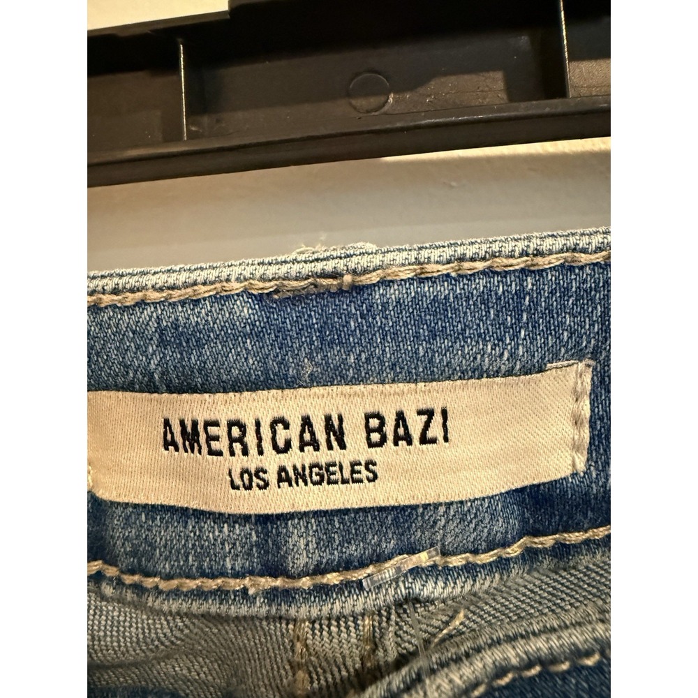 American Bazi Womens Jeans Size 7 Blue Denim Distressed Raw Hem High Rise Rips - Picture 4 of 8
